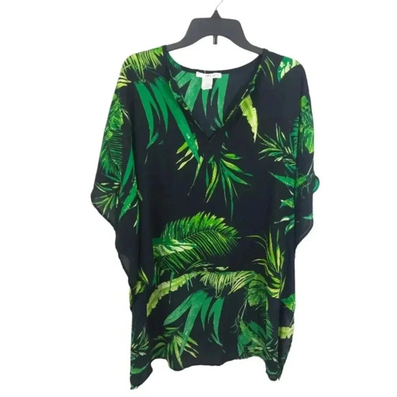 {Caramela} Vivien Palm Print Kimono Tunic Blouse - Picture 1 of 11